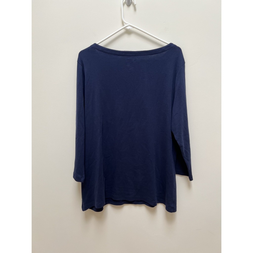 Chico's women's long sleeve t-shirt navy blue Size 3 wardrobe basic - Picture 2 of 7